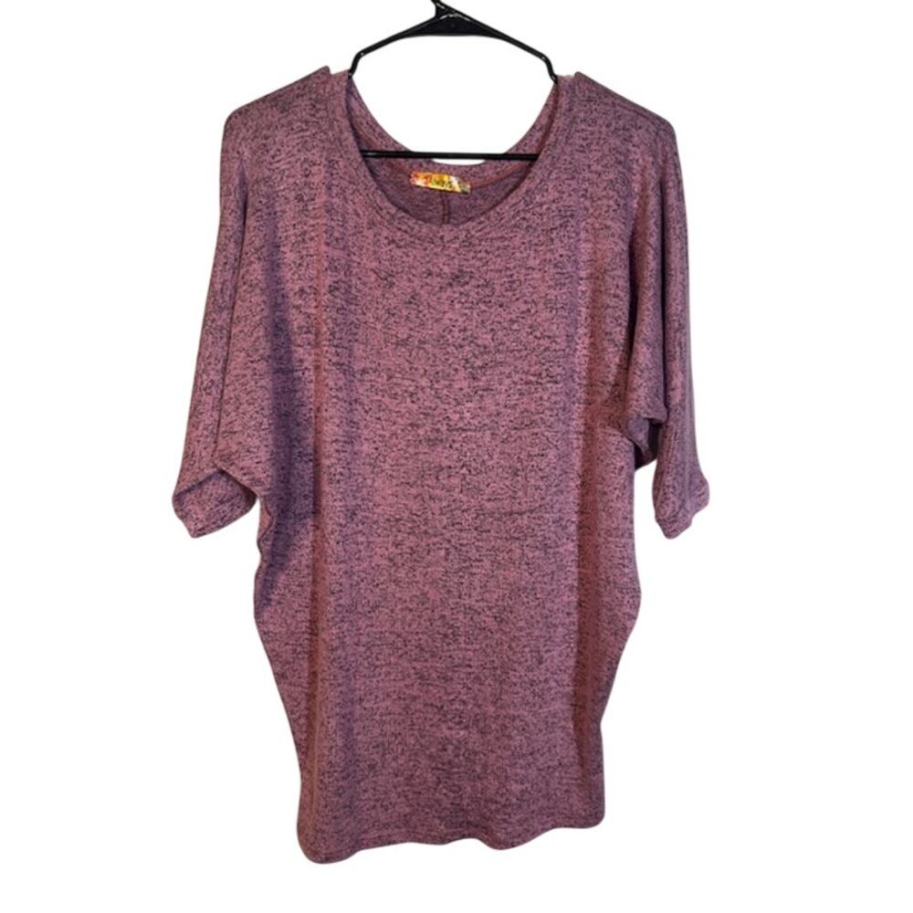 Always Heathered Dark Pink Batwing Sleeve Tunic Blouse Women Sz M